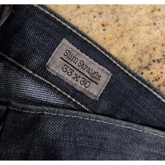 New! pd&c Jeans Men's 33x30 Blue Dark Wash Slim Straight Leg Jeans Arthur - Picture 9 of 14